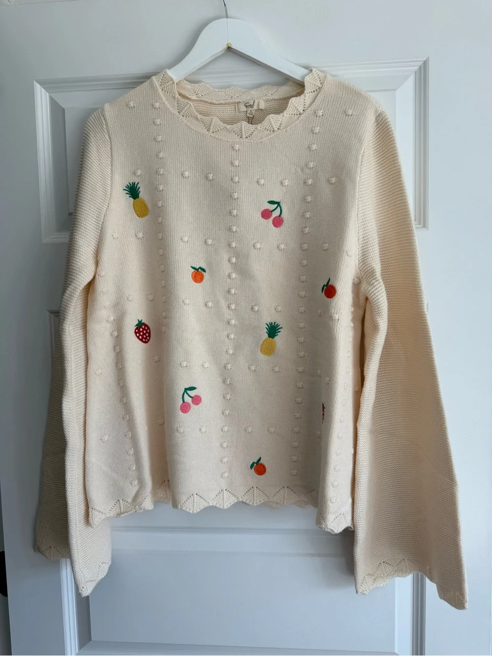 Easel Embroidered Fruit Sweater Size M NWT
